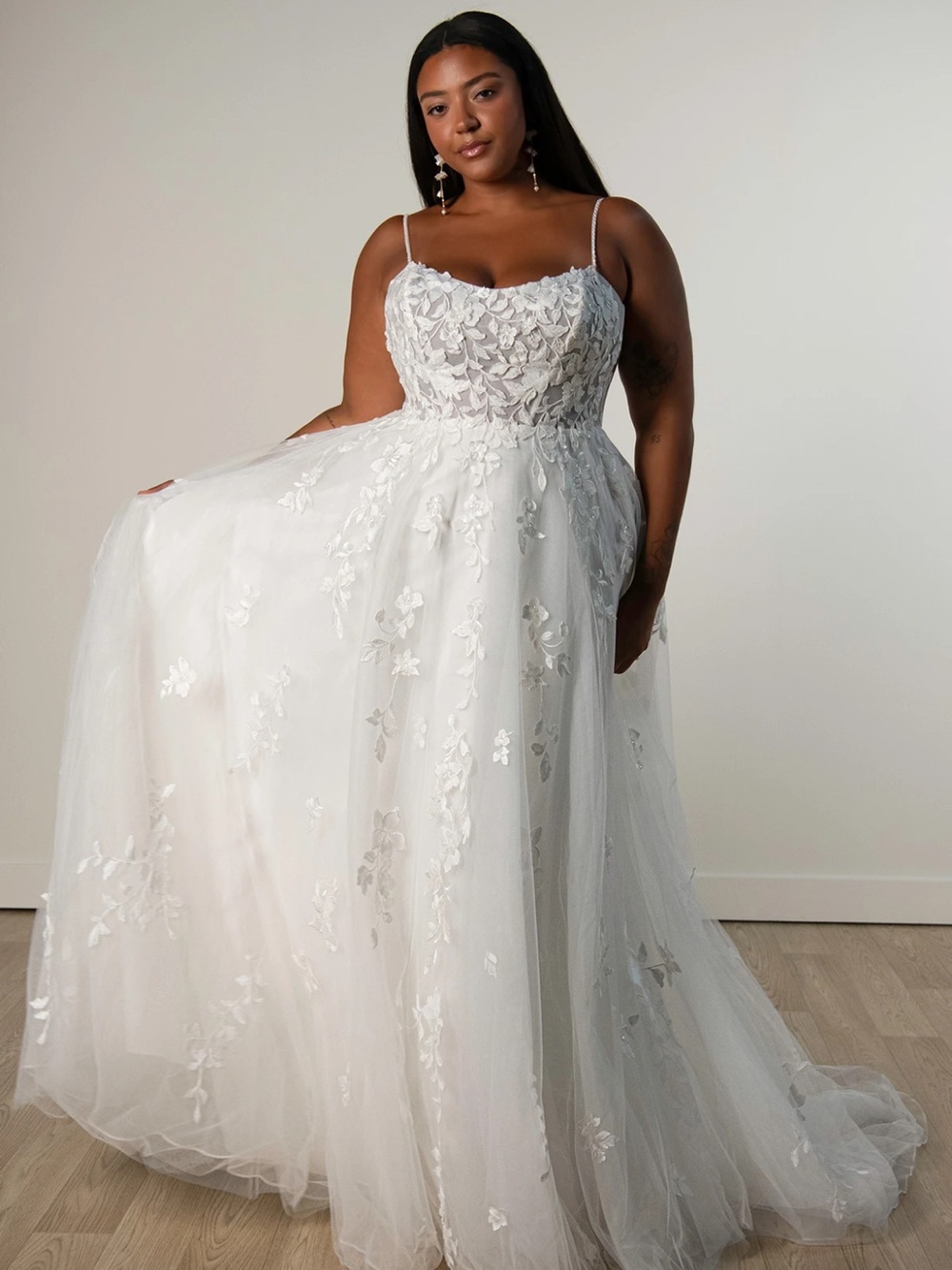 Stella York style 8213 Ivory Floral Lace A-Line Bridal Gown